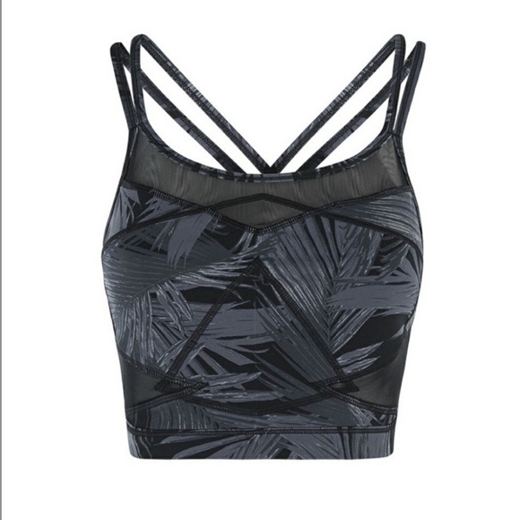 Sweaty Betty Celestial Yoga Crop Top Strappy Sports Bra Palm Leaf Print Size L - Picture 3 of 7
